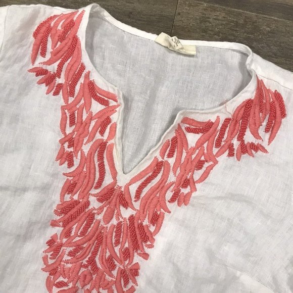 Charter Club Luxury Linen Embroidered 3/4 Sleeve‎ Tunic Women's Size Small - Picture 5 of 8